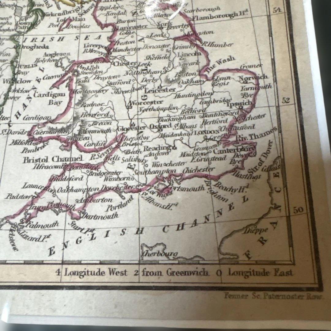 イギリスの地図 壁掛け【鑑定書付】