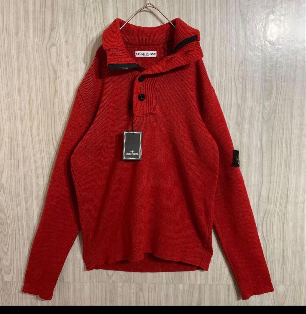 STONE  ストーンアイランド ハイネック ニット 赤 中古・古着通販】STONE ISLAND (ストーンアイランド) ニット レッド