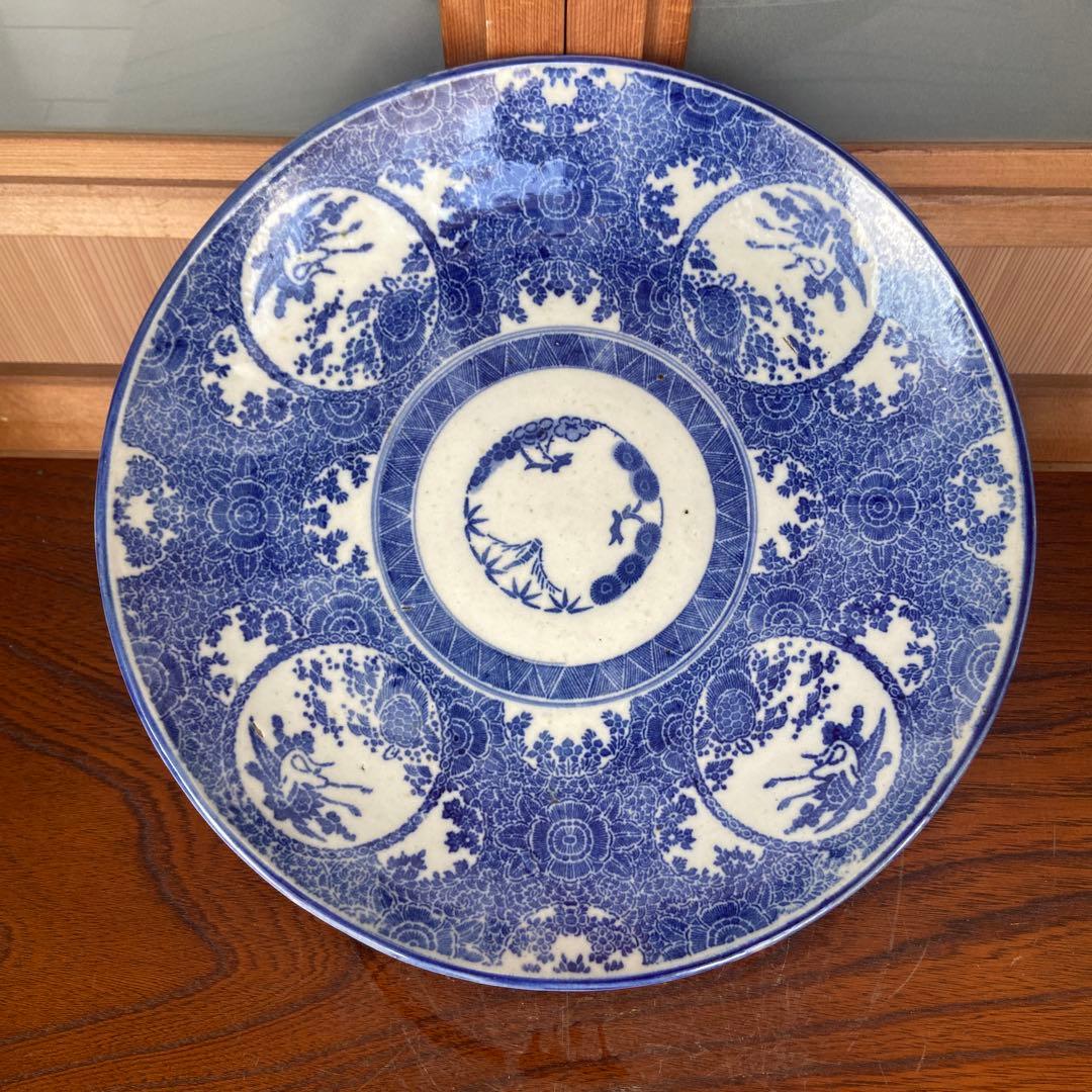 古伊万里染付印判鶴の図大皿 - メルカリ