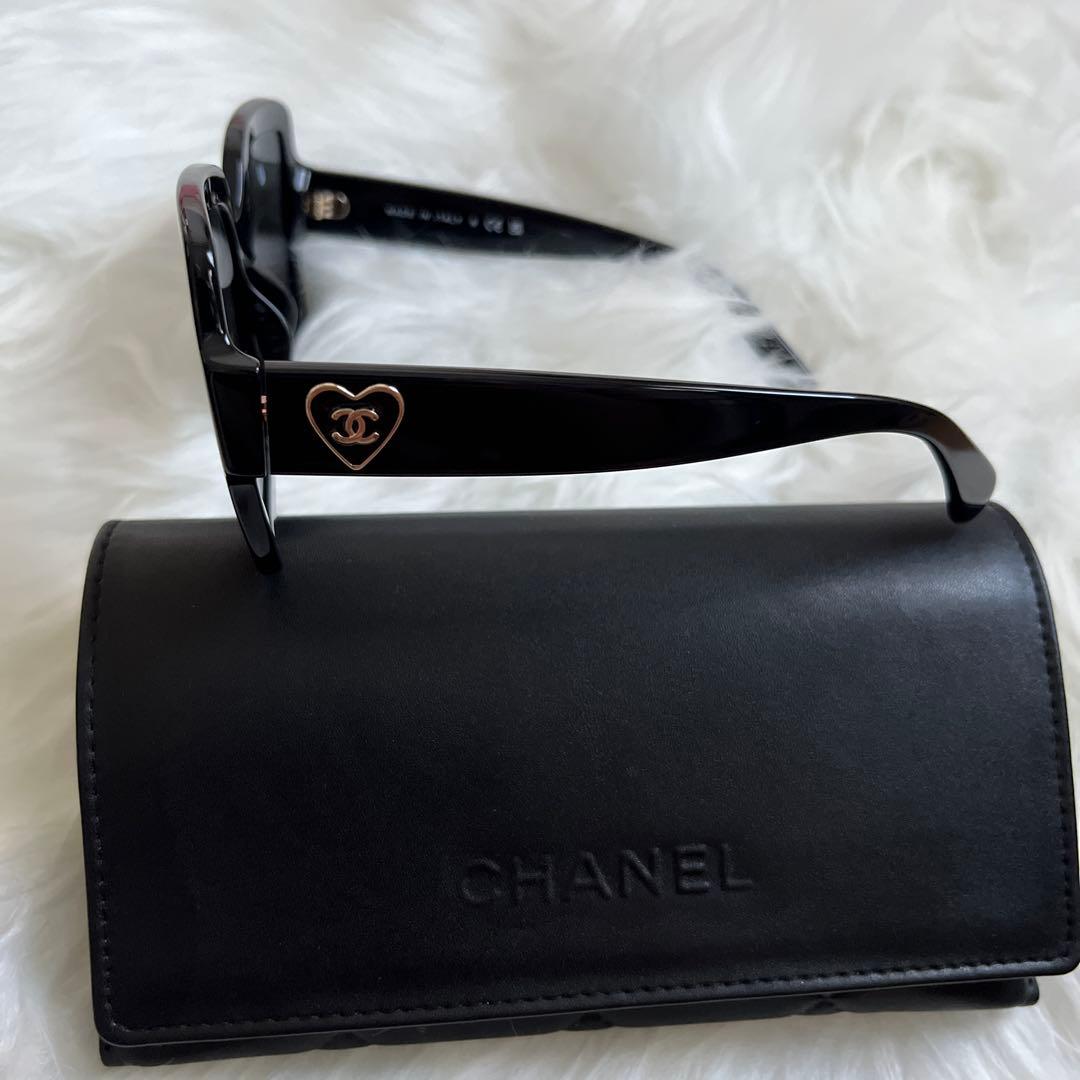 超美品 CHANEL サングラス スクエア型 ハートロゴ CCマーク 正規品