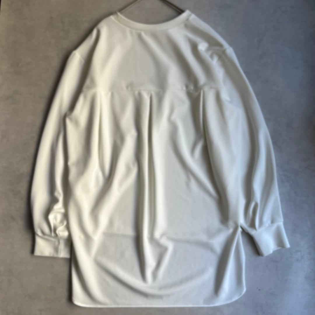 美品✨ビアズリー ワンピース Tブラウス 23SS 洗える ストレッチ 白