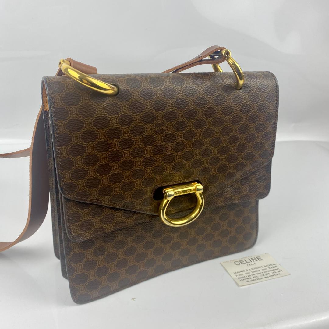 CELINE オールドセリーヌ ダブルフラップ マカダム柄 ヴィンテージF/04