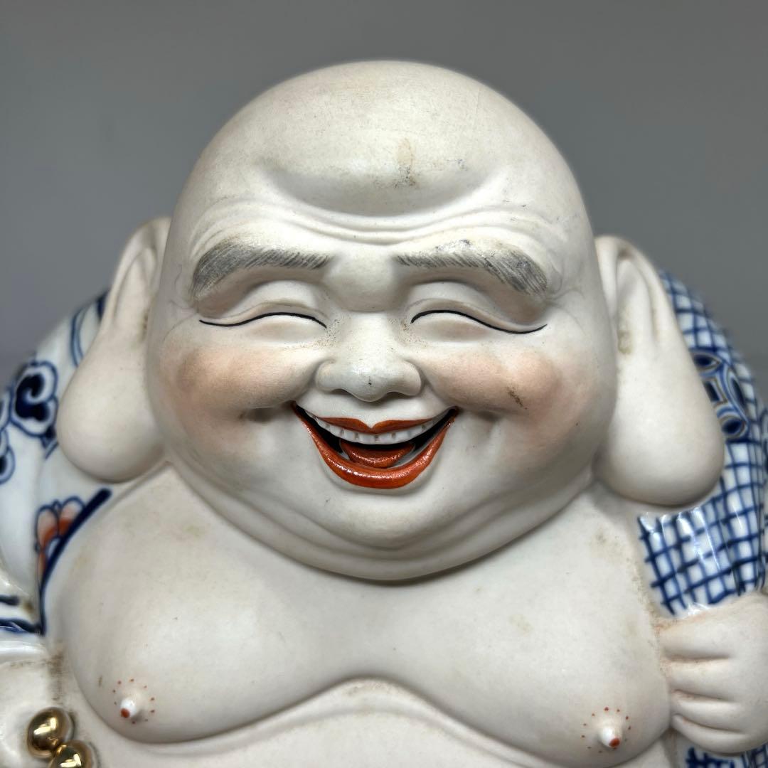 中国美術 景徳鎮布袋置物 高さ約24㎝ 東Y7-0520⑤