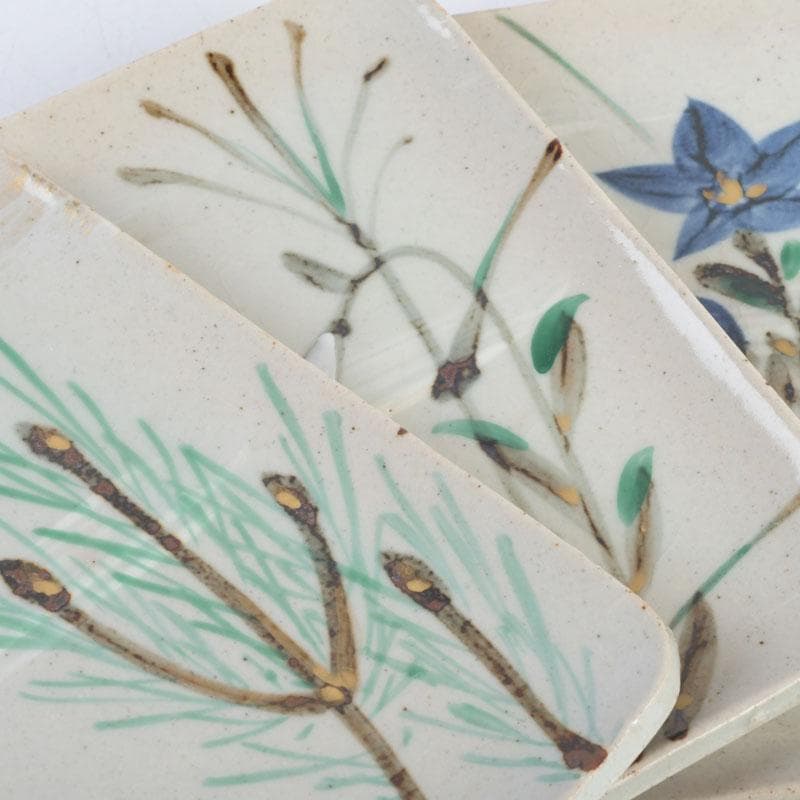 和食器 茶懐石 幸兵衛窯 絵変四方皿 銘々皿 五客 共箱 N 9420 - メルカリ