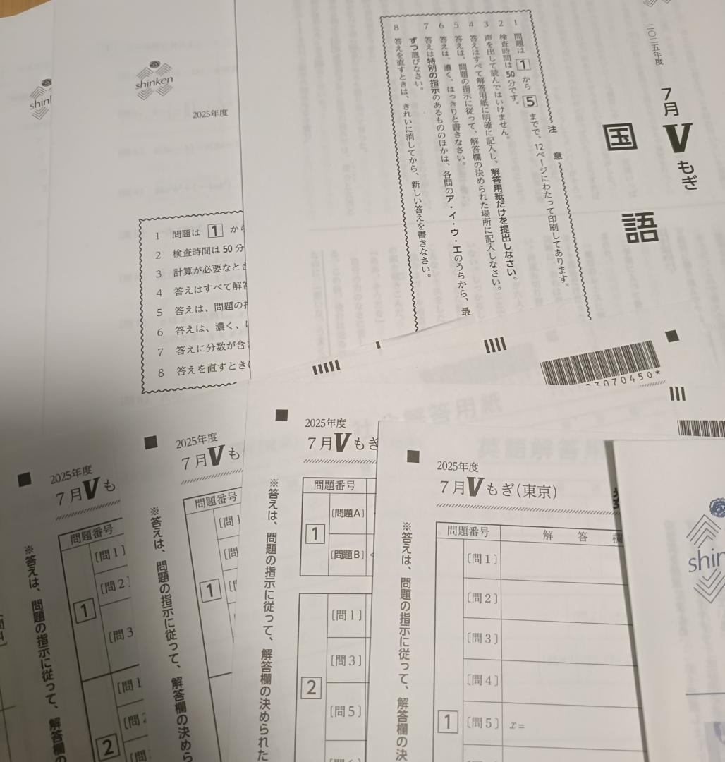 2025年度 2回分 Vもぎ 解答用紙つき 進学研究会 都立 高校受験 6月