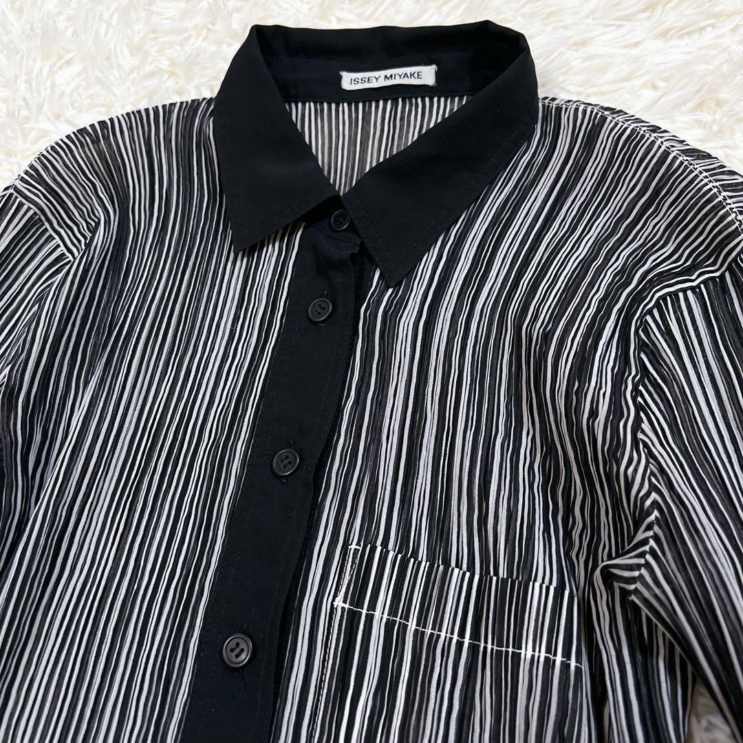 《美品✨希少》イッセイミヤケ プリーツシャツ ストライプ プリーツプリーズ