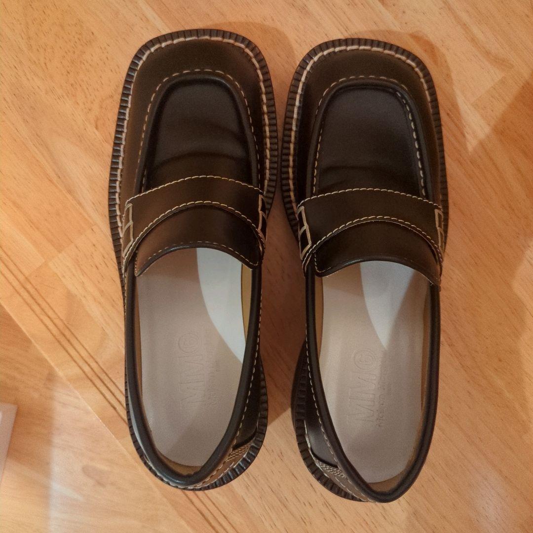 MM6 マルジェラ スクエアトゥ ローファー ブラック 37サイズ - メルカリ