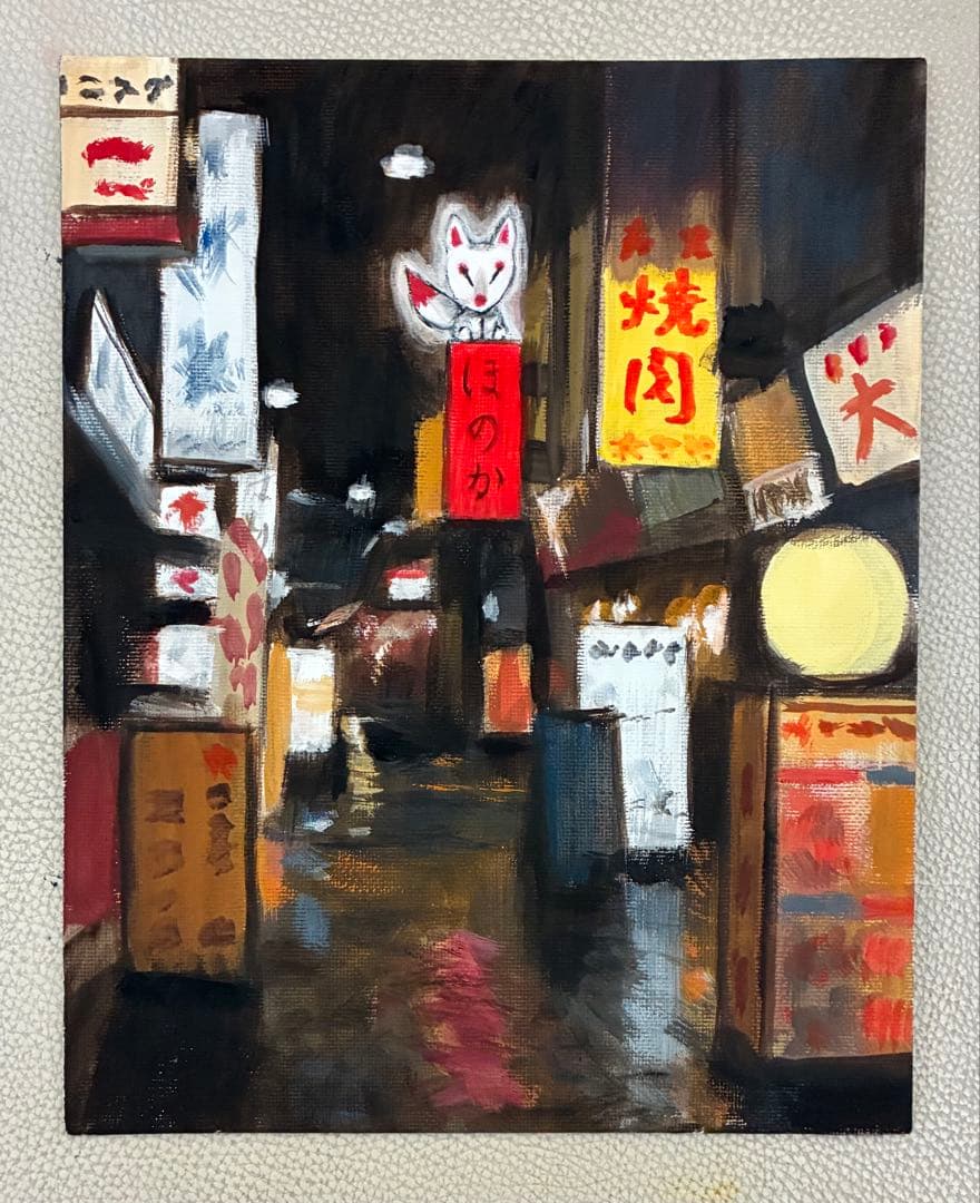 合作アクリル画　イワフネカナメ x モモ