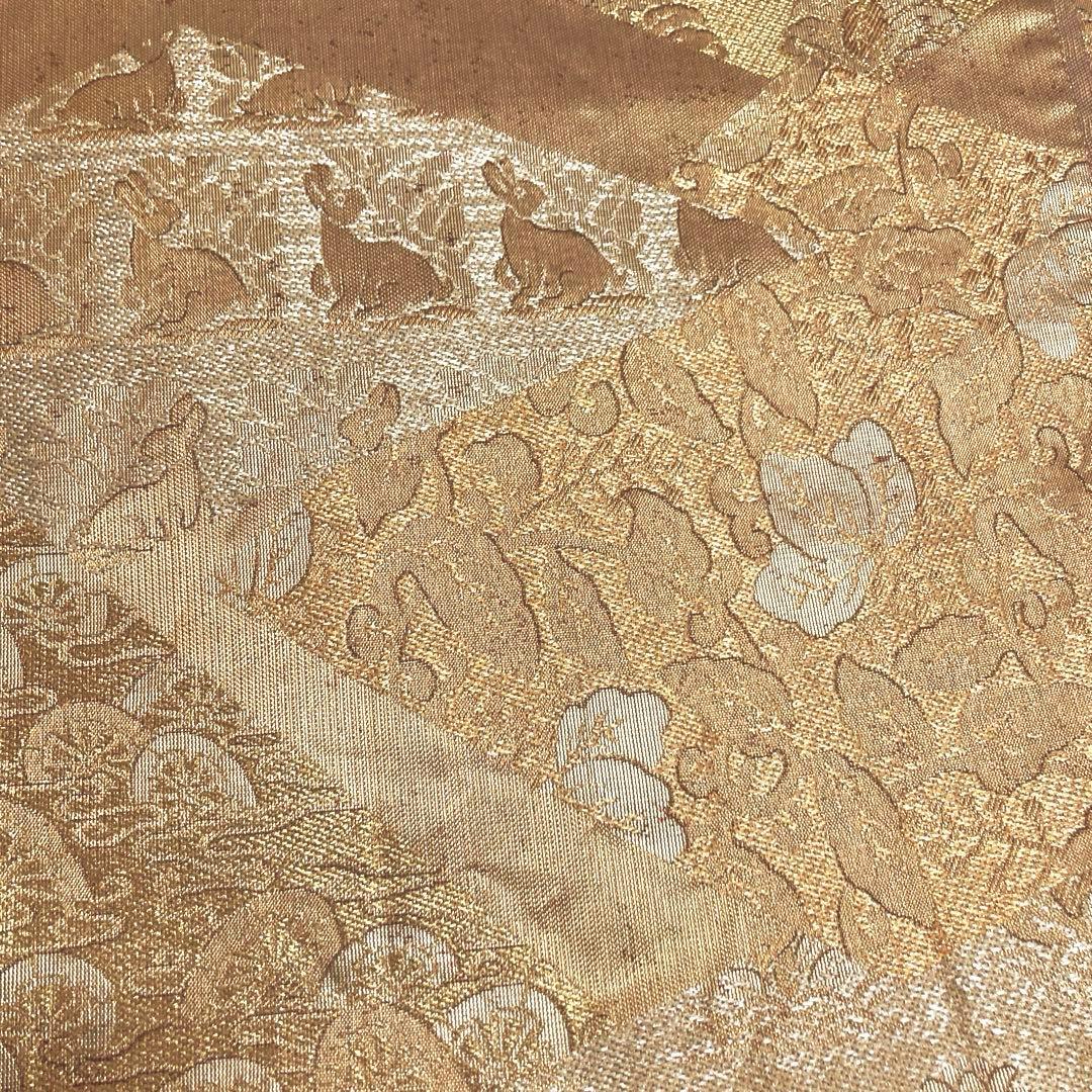 マリリン様専用 袋帯【洛風林】工芸帯地 正絹 色紙花兎文 全通柄 金糸