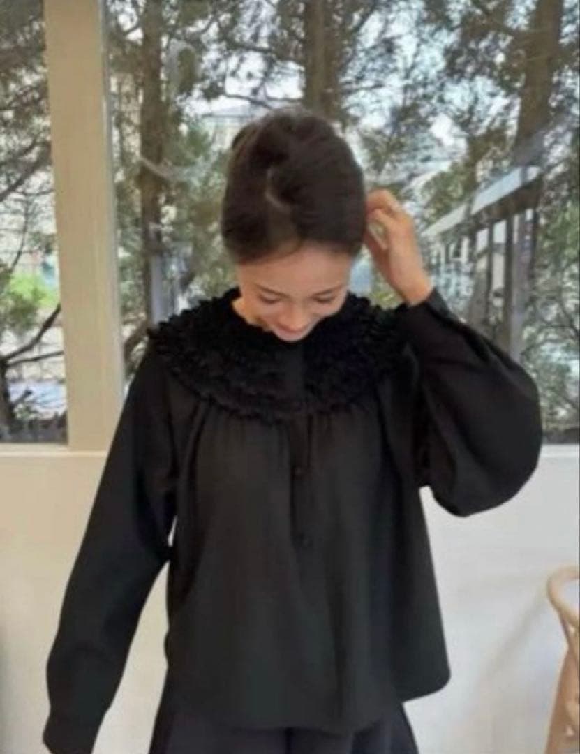 ロージーモンスター 裏起毛ミニフリルブラウス ブラック フリー