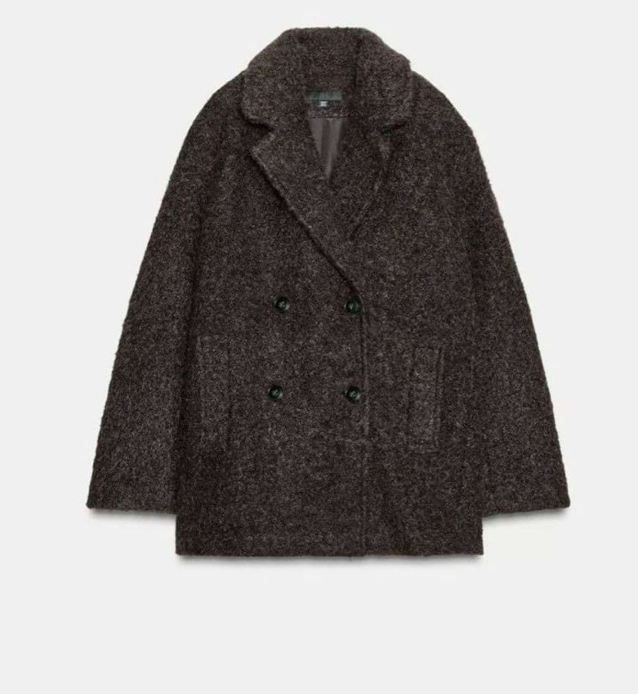 ZARA】ブークレダブルブレストミディ丈コート - メルカリ