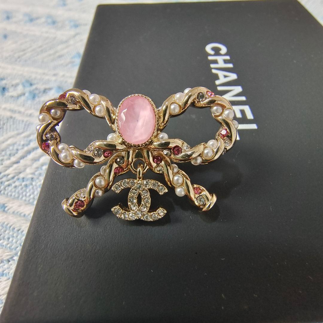 CHANEL シャネル ピアス リボン ピンク