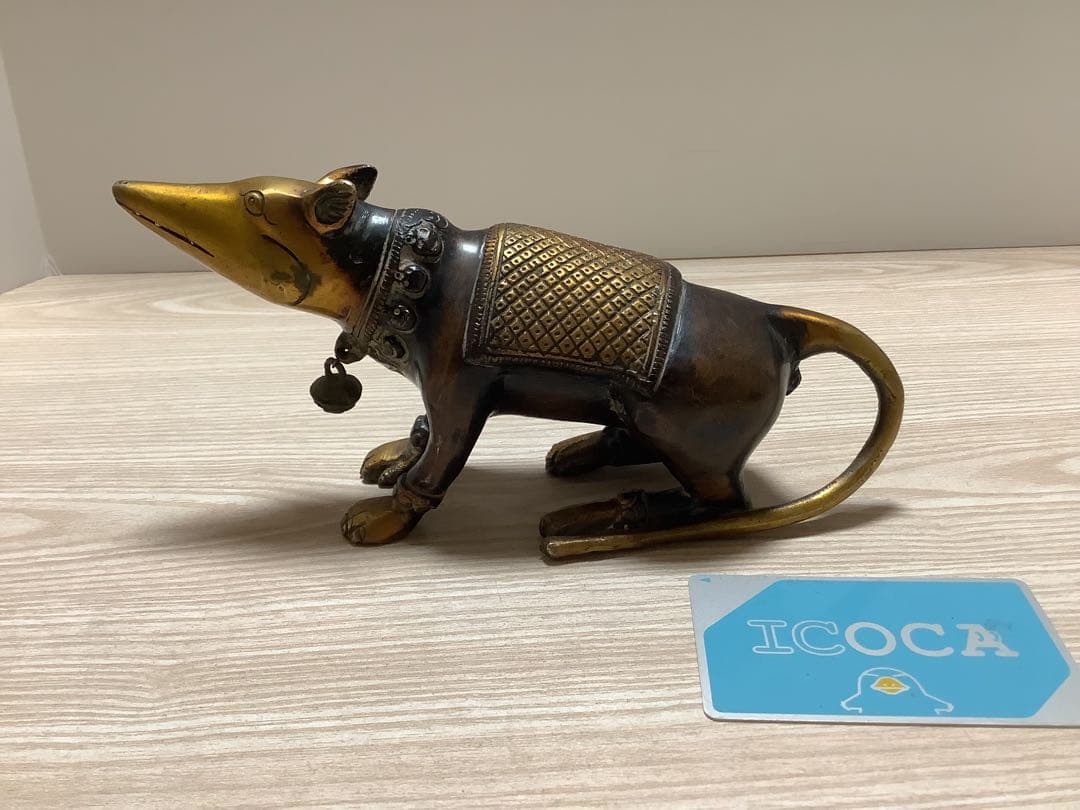 《 チベット密教　ヒンドゥー教　新品 》 マウス　幸運の使い　真鍮　約1420g