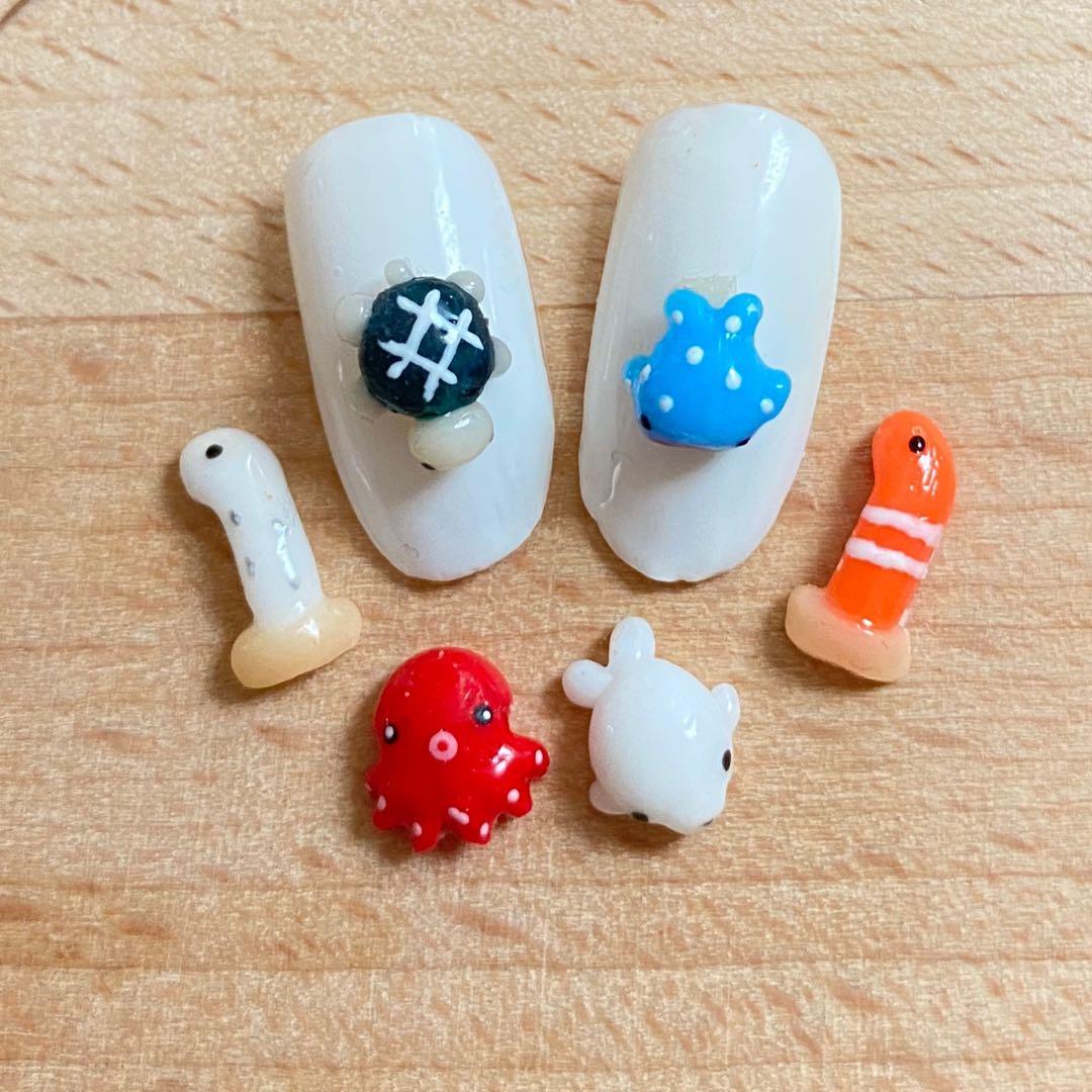 3Dネイルパーツ 海の生き物6点セット ジンベイザメ チンアナゴ