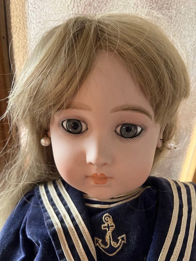 ビスクドールロングフェイスジュモーリプログレー目 アンティーク スクエア作 / リプロダクションドール 【ロングフェイス