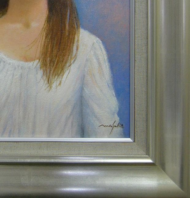 絵画 油絵  堀内政子  肉筆油絵 人物画  花帽子　F6