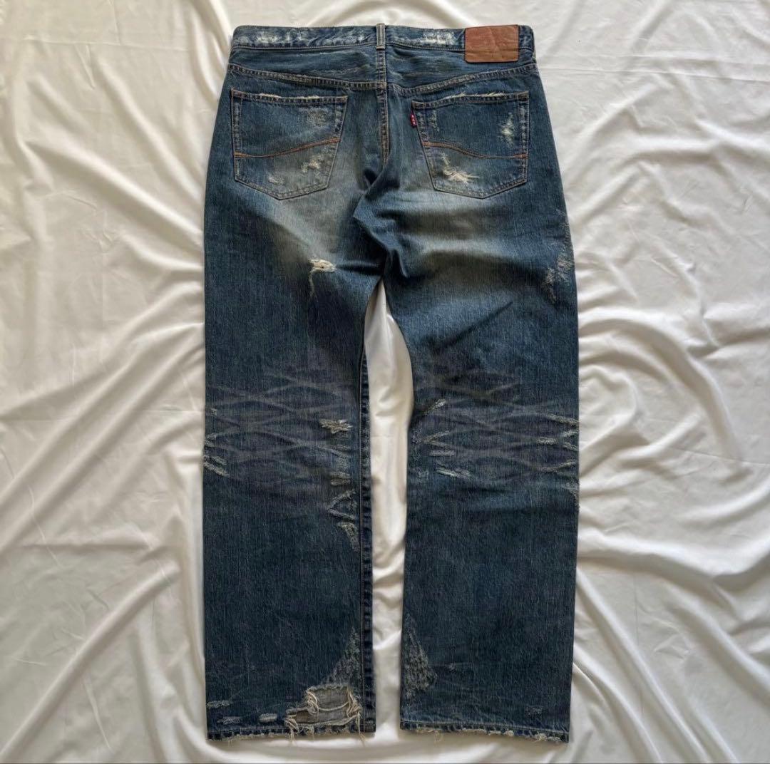 00's y2k ダメージデニム フェード ヒゲ グランジ archive - メルカリ