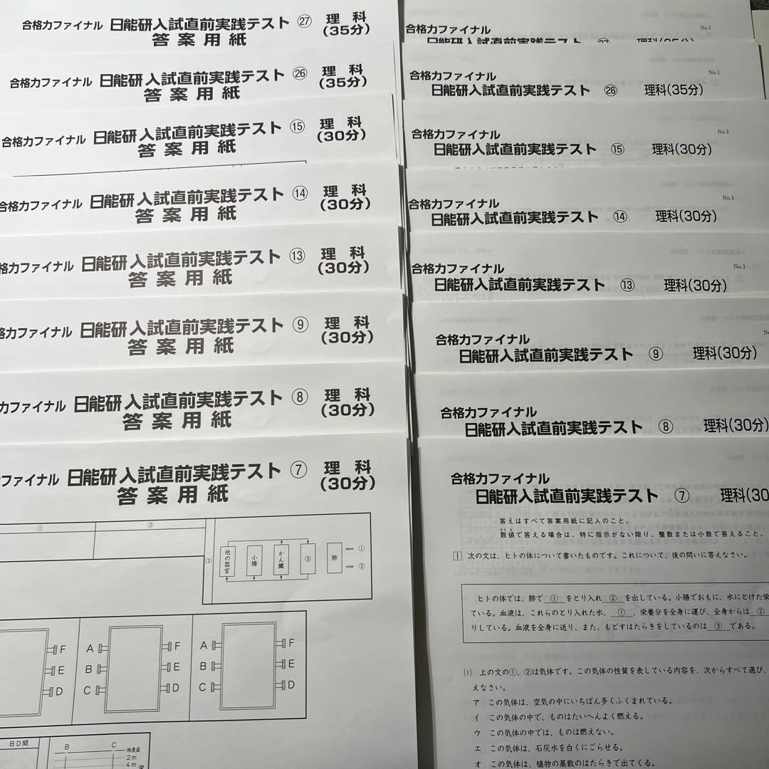 合格ファイナル 日能研入試直前実践テスト 理科 - メルカリ