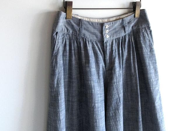 パラスパレス 貝釦 コットンシャンブレー ガウチョパンツ ワイドパンツ