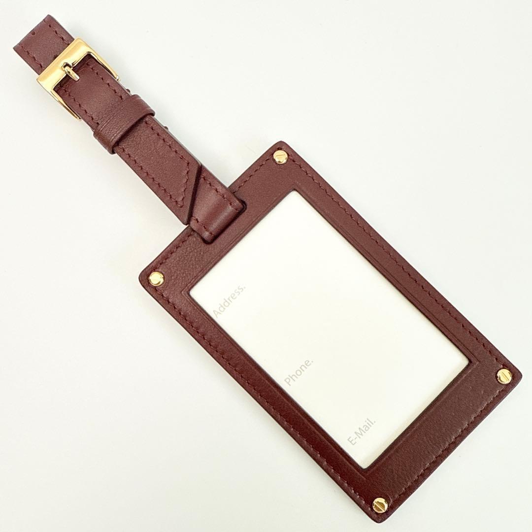 カルティエ マストライン レザー ネームタグ バッグチャーム ボルドー