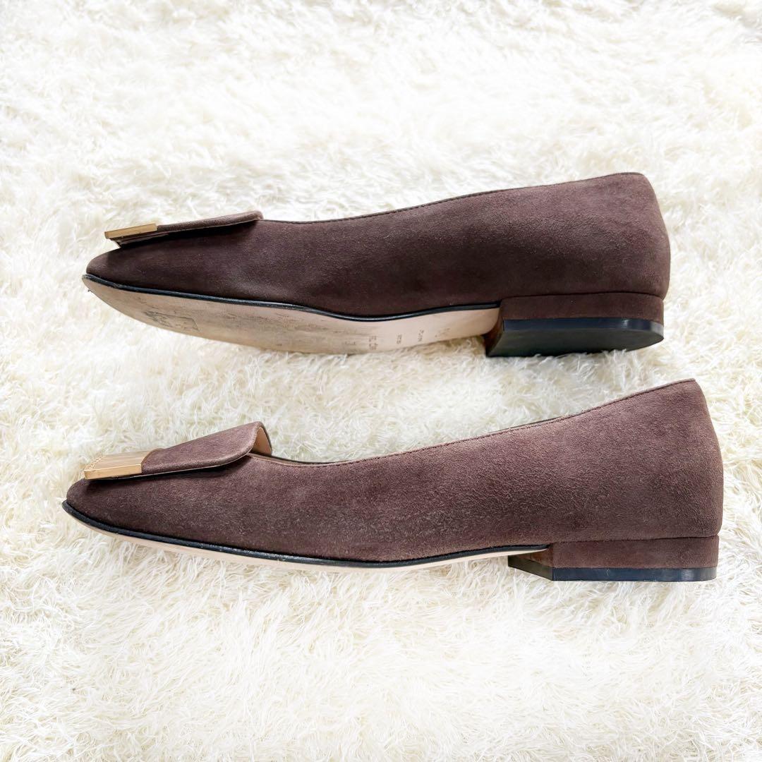 美品】セルジオロッシ sr1 パンプス フラット 34.5 ブラウン スエード