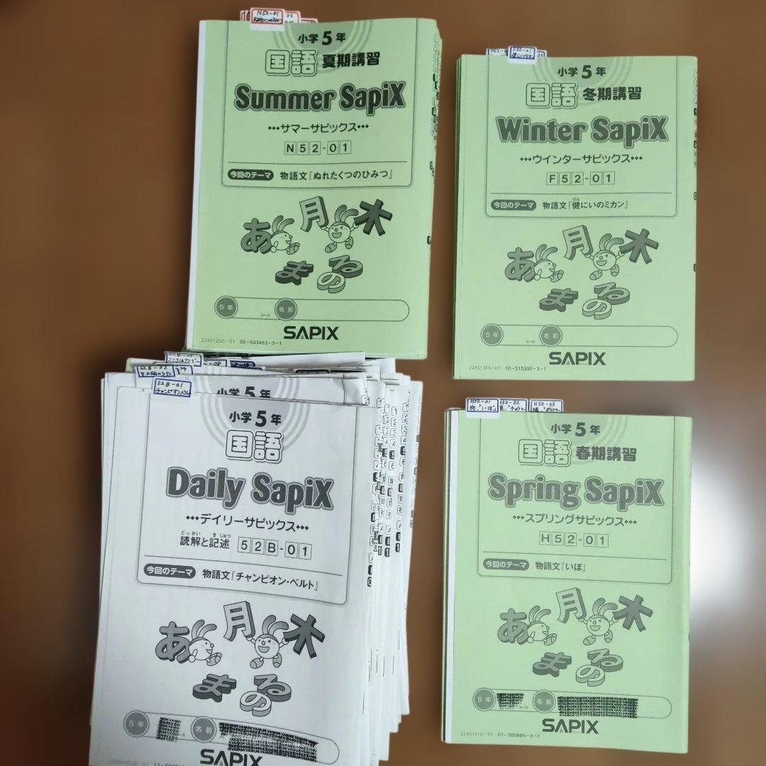 サピックス SAPIX 小学5年1年分 国語 教材セット 欠番 なし 使用済み