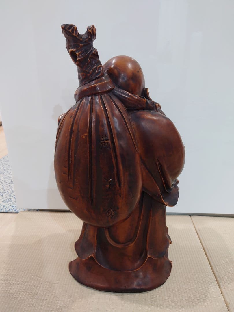 中国古玩 木彫り 布袋像 黄○袋 高さ61㎝ 重量約15㎏ - メルカリ