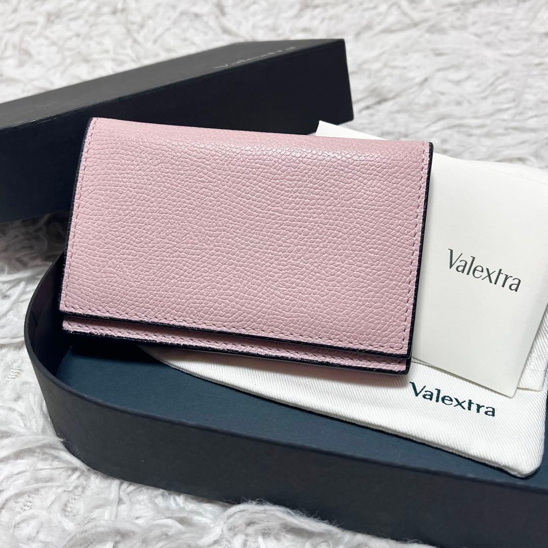 Valextra 名刺入れ カードケース グレインカーフスキン 本革 ピンク Valextra 名刺入れ カードケース グレインカーフスキン 本革 ピンク