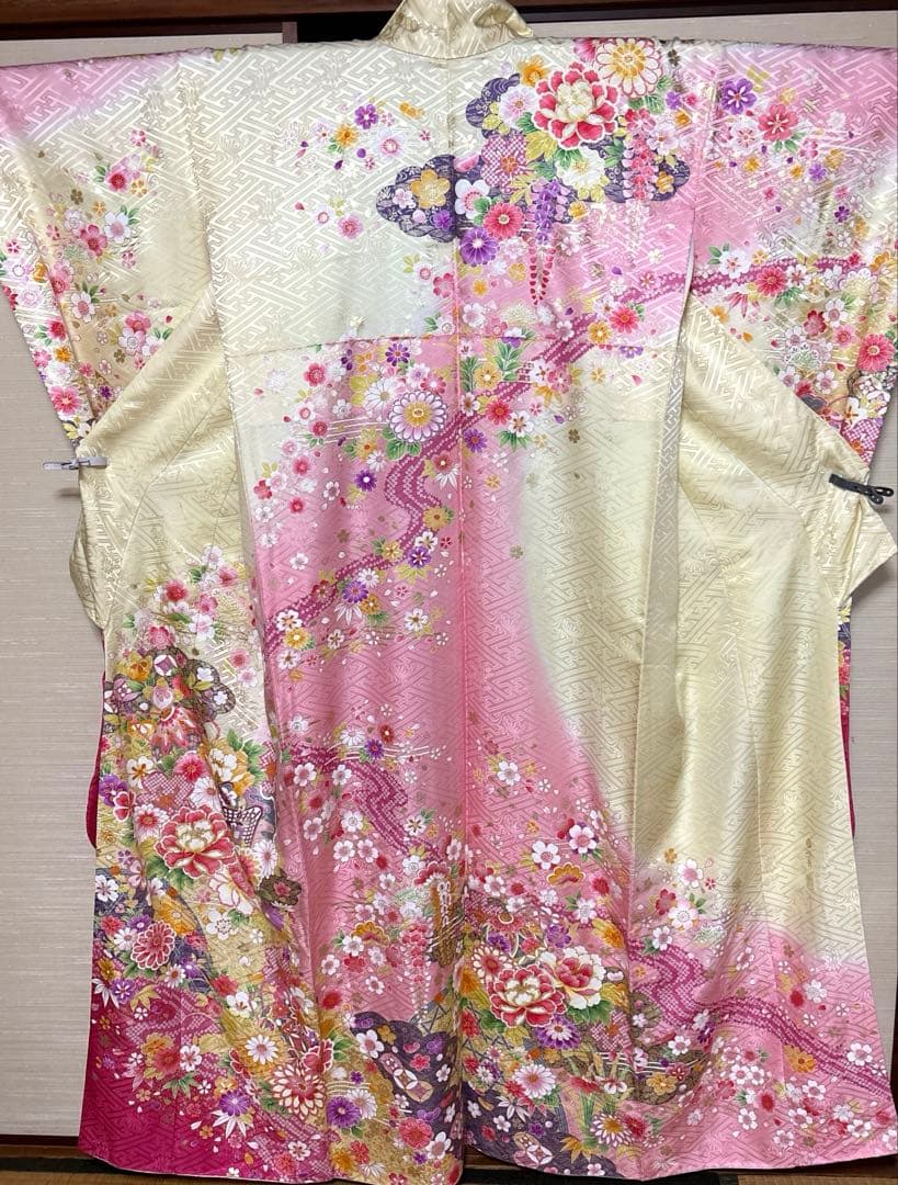 女郎花色 花々柄 振袖 身丈159 - montres-city.com