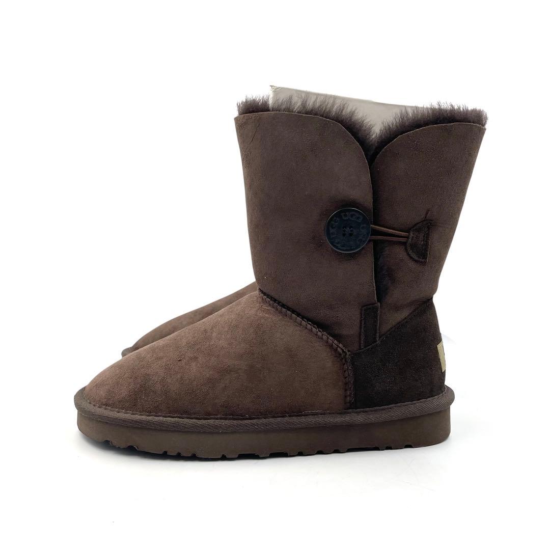 《未使用品》 アグ ムートン ミドル ショート ブーツ スエード ブラウン 茶系