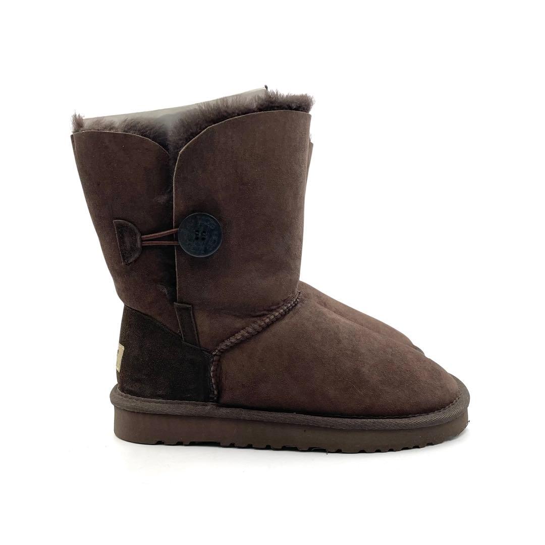 《未使用品》 アグ ムートン ミドル ショート ブーツ スエード ブラウン 茶系