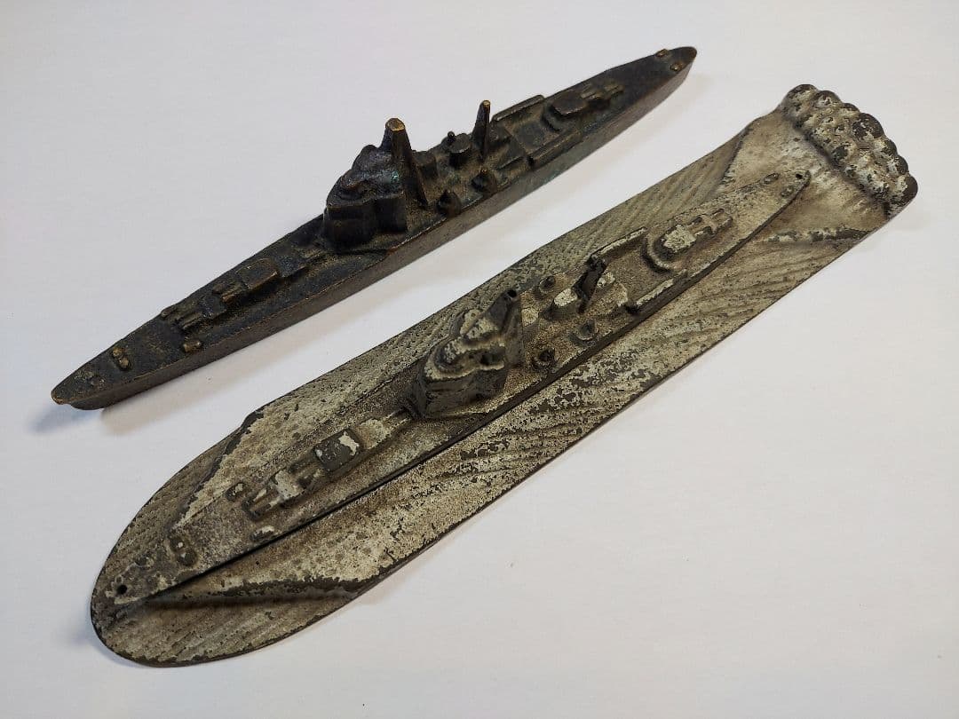 戦前 戦艦文鎮 2個 戦前 戦艦文鎮 2個