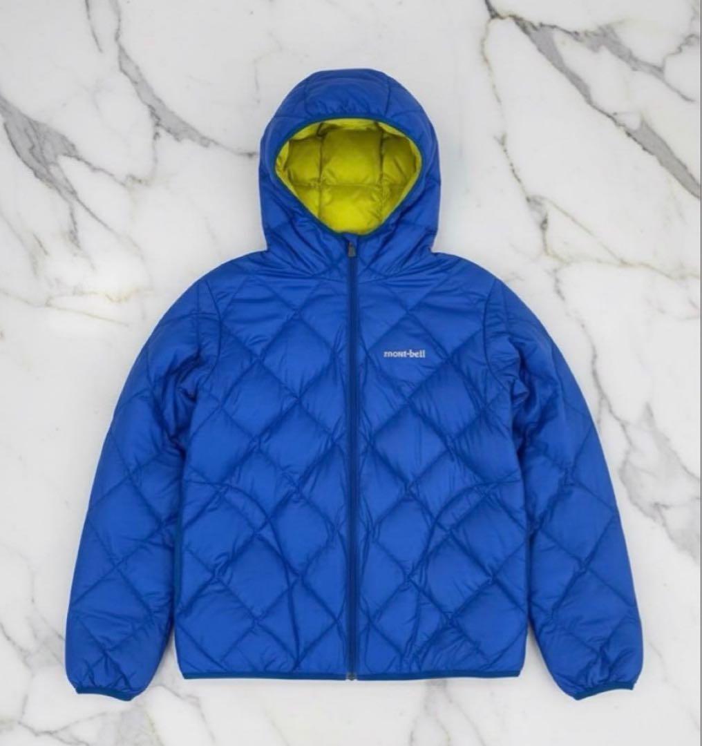 mont-bell ダウンジャケット キルティング リバーシブル 青/黄色