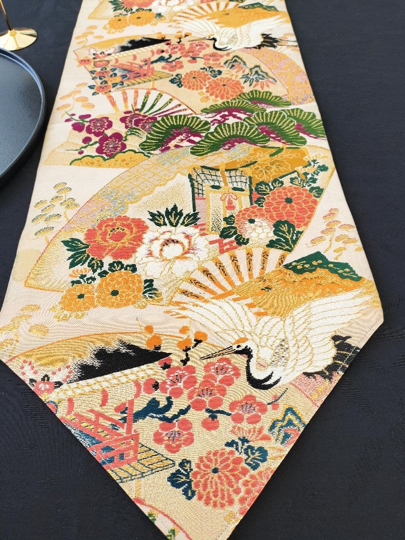A645☆逸品‼️豪華刺繍‼️ひな祭り‼️袋帯正絹テーブルランナー2m20cm
