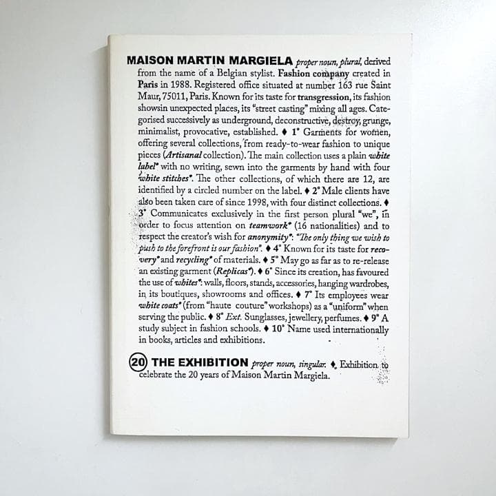 【限定版】 Martin Margiela 20: The Exhibition Maison Martin Margiela - 20 The Exhibition - MoMu 2008 - Saint