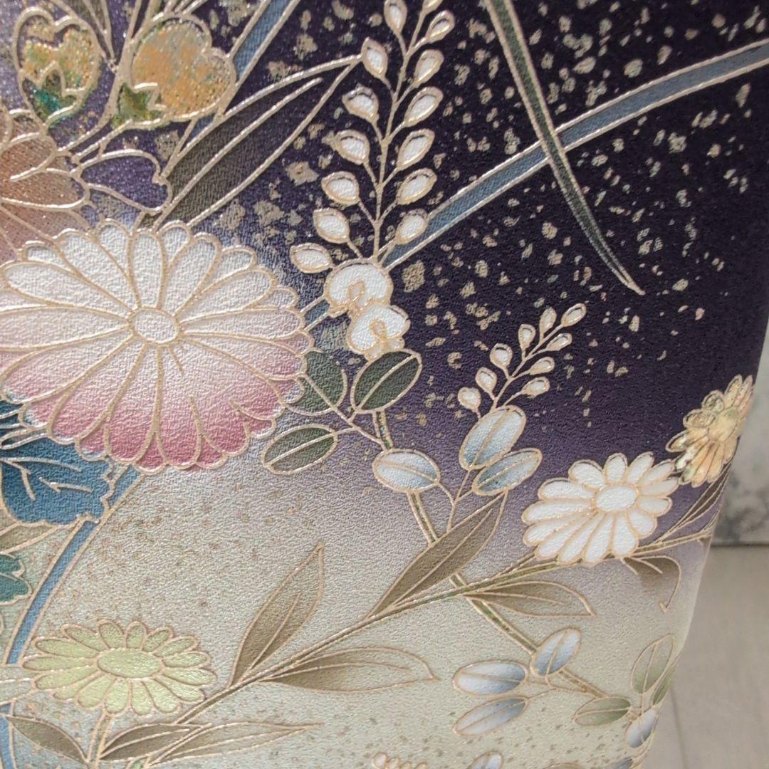 十三夜様高級正絹 紫地 金彩手刺繍 全体しつけ糸有り - メルカリ