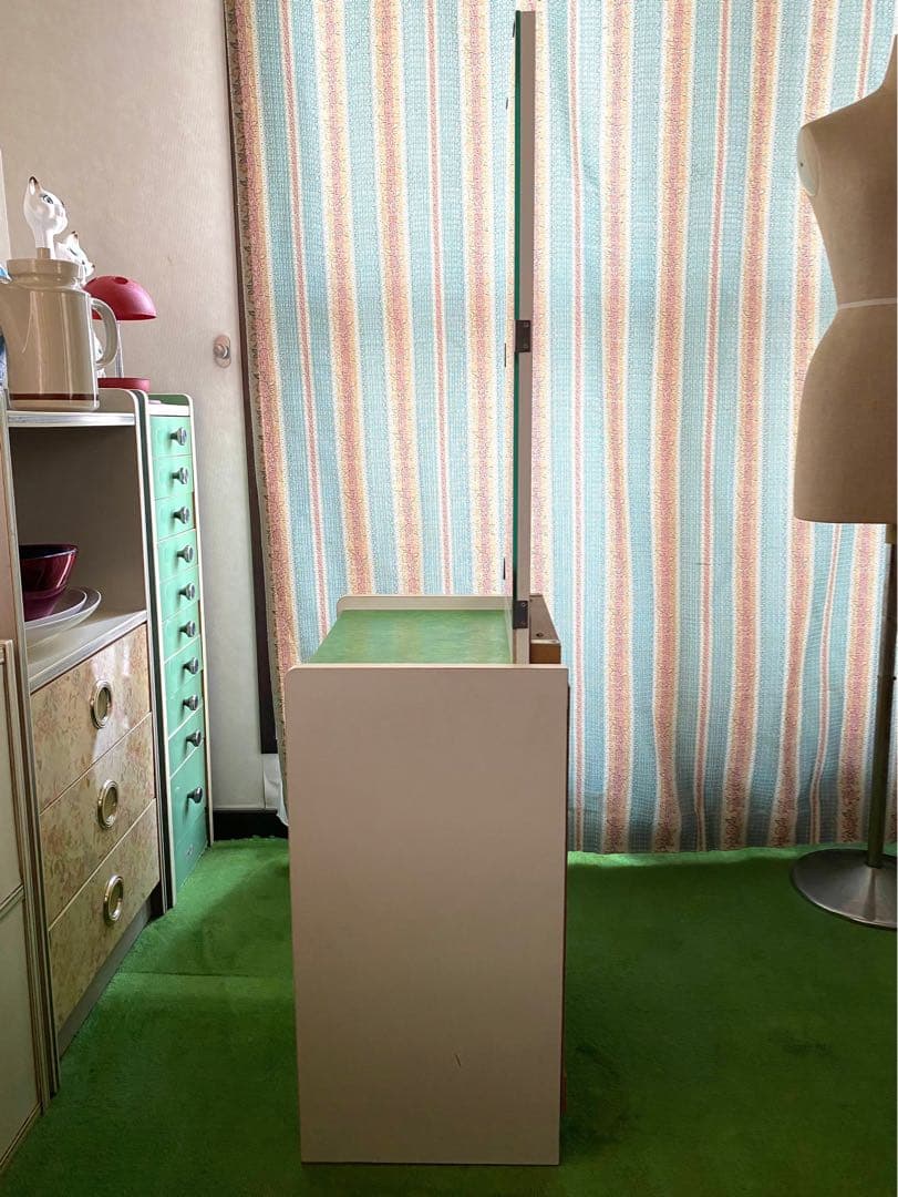 ドレッサー 鏡台 昭和レトロ 当時物 レトロポップ インテリア 緑