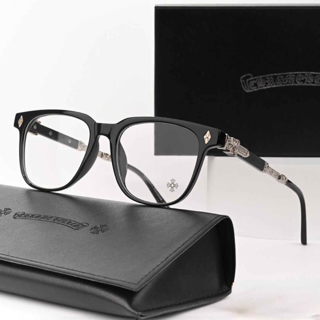 クロムハーツ好き必見 装飾シルバー伊達メガネ サングラス クロムハーツ好き 伊達メガネ 黒縁 サングラス Y2K ジェントル