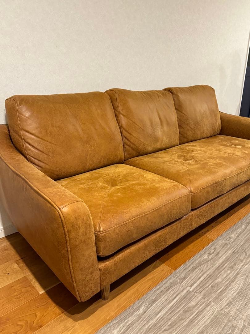 Rさん専用 【関家具】 3人掛けカウチソファ キャメル リラックス