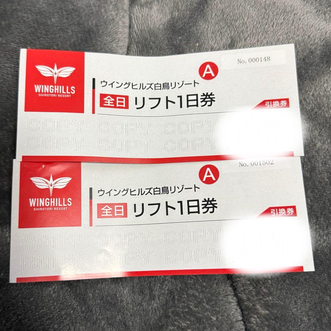 即日発送】ウィングヒルズ白鳥リゾート 全日1日リフト引換券 - メルカリ