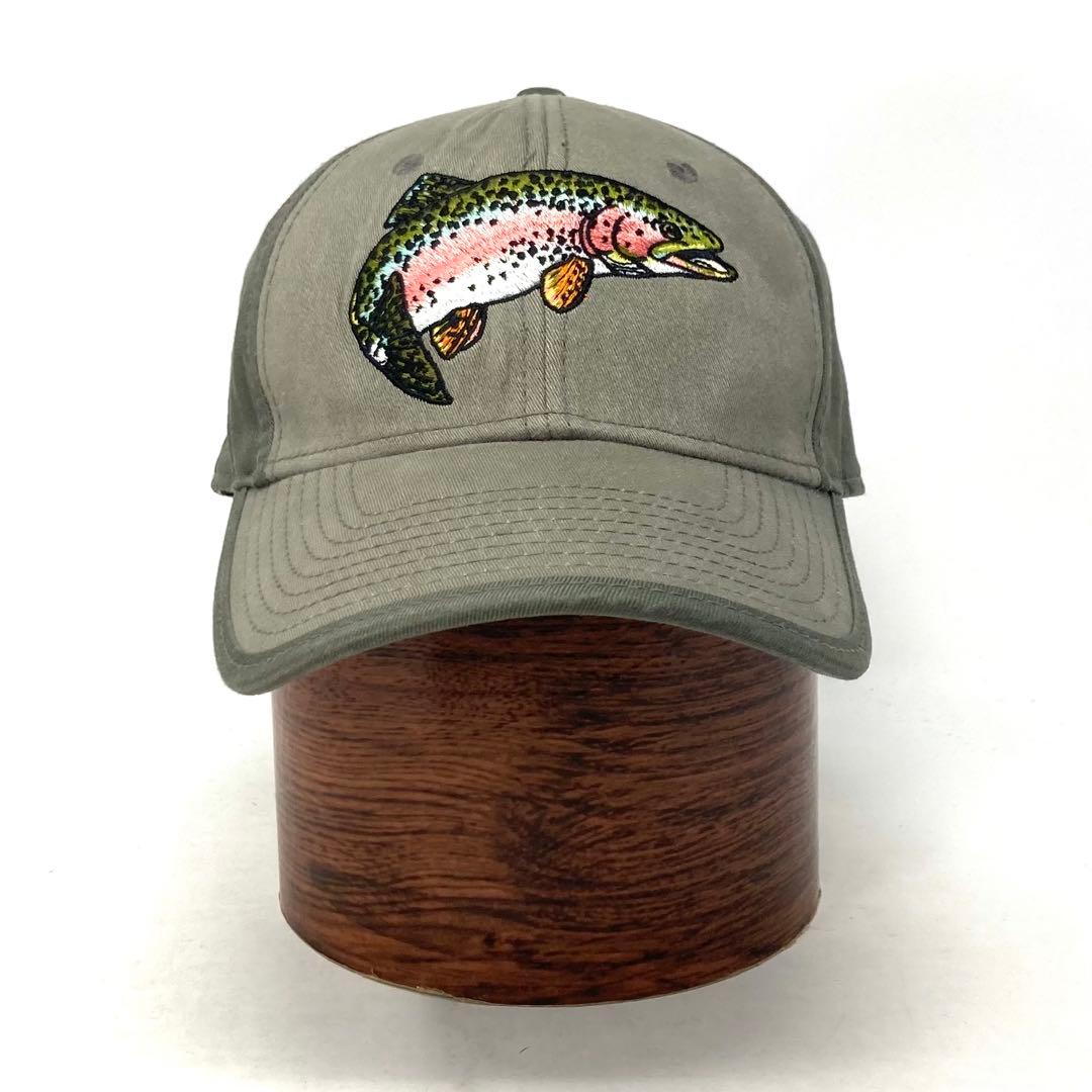 ビンテージ キャップ 魚 アウトドア 釣り フィッシング 古着 刺繍