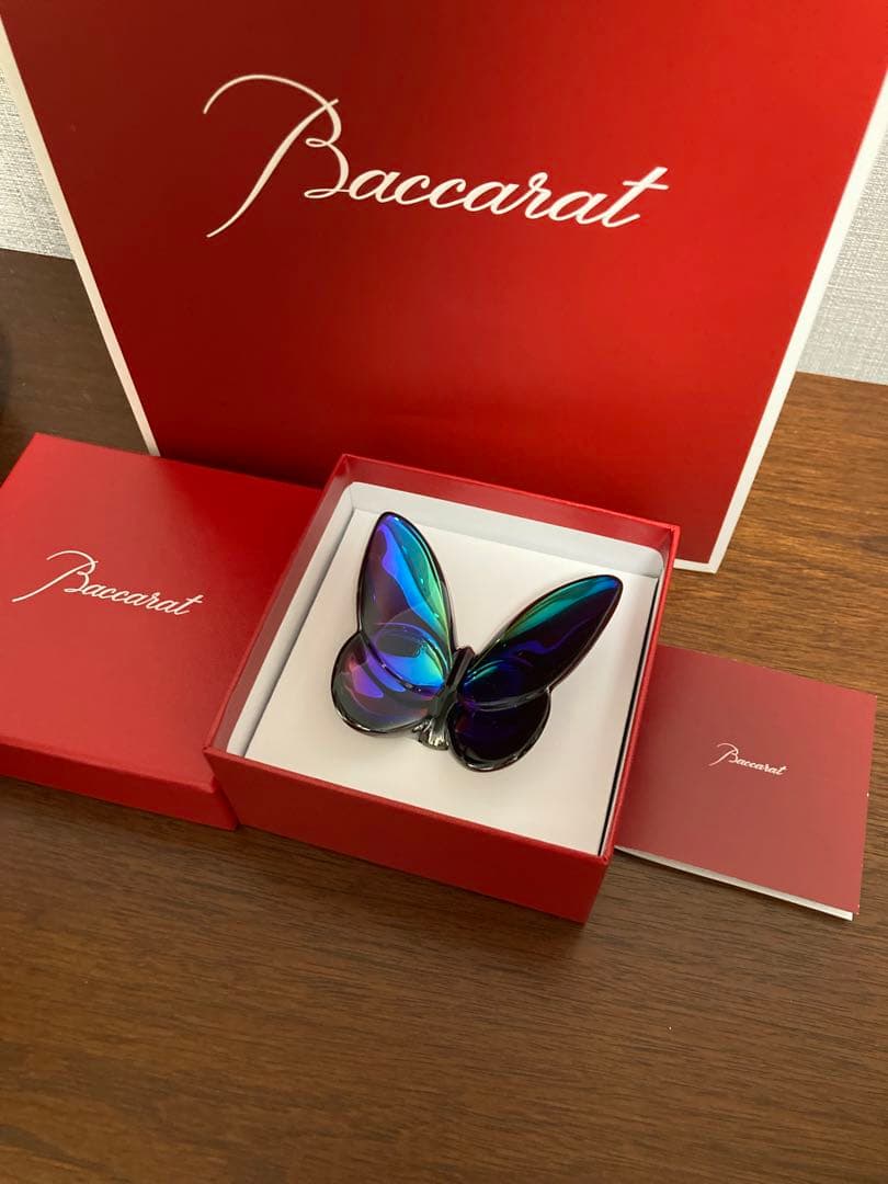 Baccarat ラッキーバタフライ スカラベブルー Baccarat バカラ ラッキー バタフライ スカラベブルー・大理石 台座 S