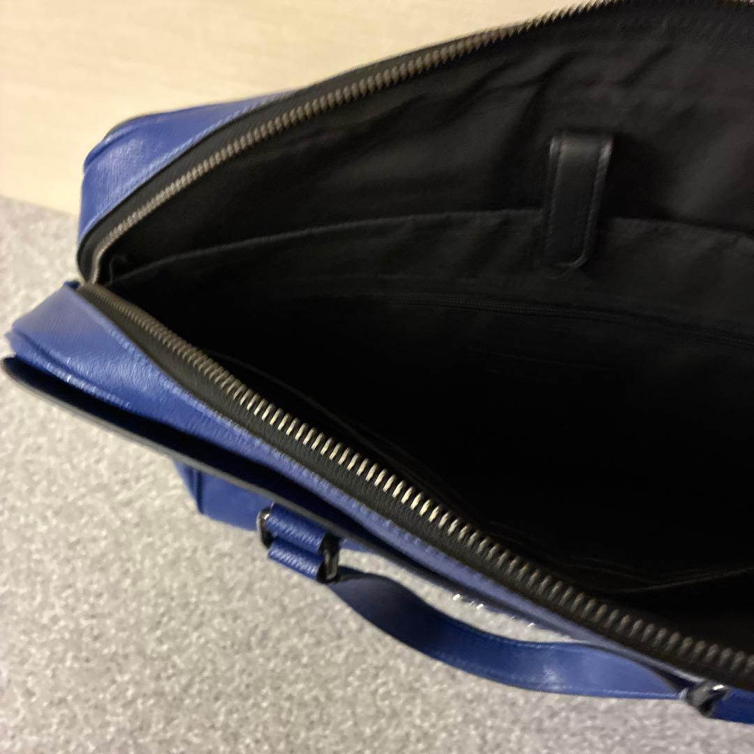 和*明様 美品COACH ビジネスバッグ ブルーC8173斜めがけ用ストラップ付