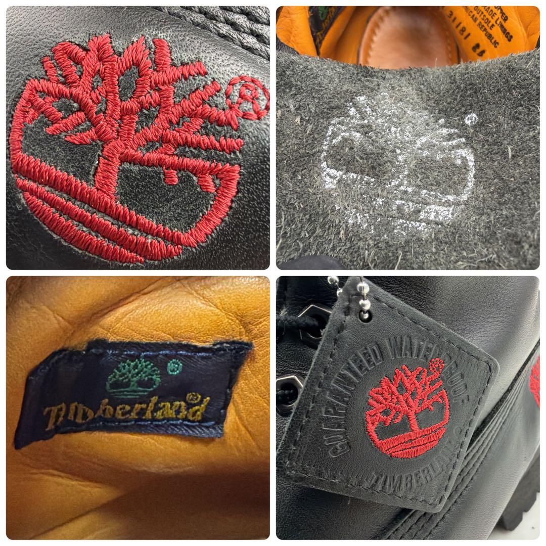 希少 ティンバーランド 6インチブーツ 黒 9.5W 27.5cm 刺繍 本革