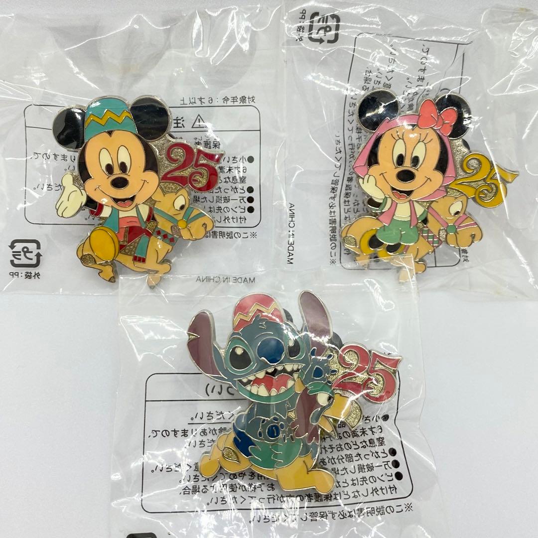 ピンバッジ ミッキー ミニー スティッチ 25周年 アブーズバザール