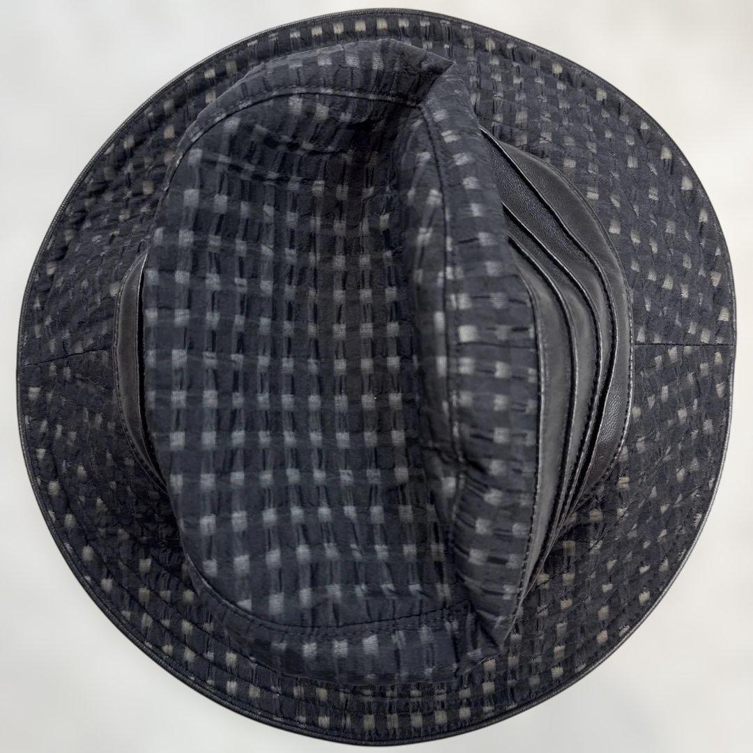 エルメスHERMES レザー切り替えハット 57cm 国内正規品 極美品