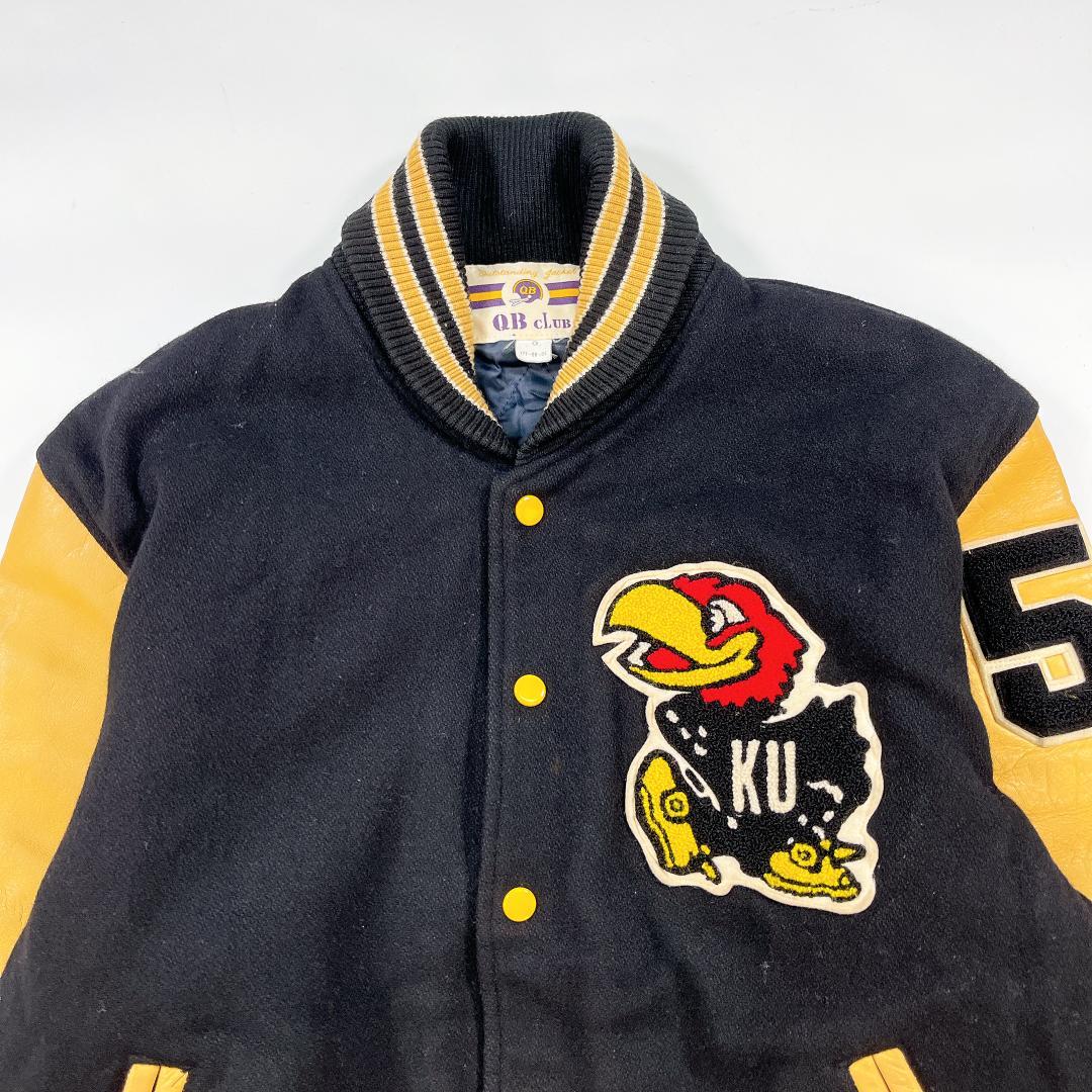 QB club カンザス大学 スタジャン ウール 本革 サイズO XL 黒