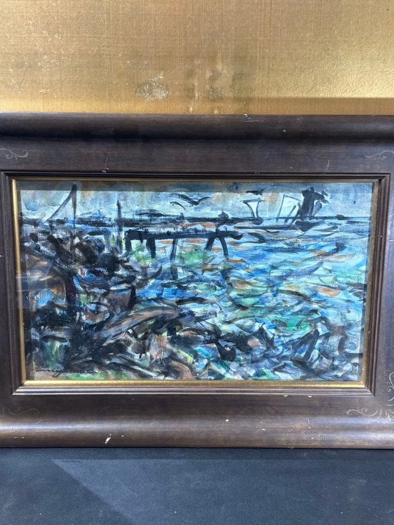 宮前文平　海岸風景　静岡県伊豆　絵　絵画　油彩　額 宮前文平 海岸風景 静岡県伊豆 絵 絵画 油彩 額 - メルカリ