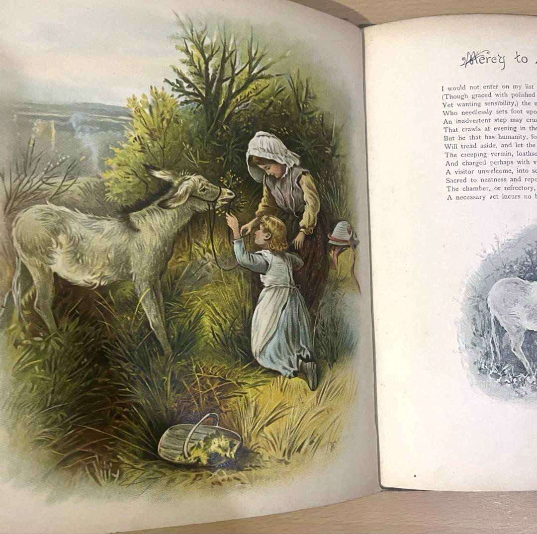 No442希少 アンティーク古書 洋書 絵本 児童書 ビクトリア 田園 牧歌