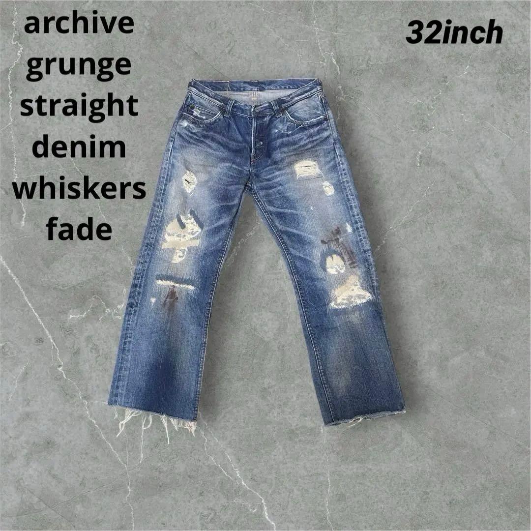 archive grunge straight denim fade Y2K - メルカリ